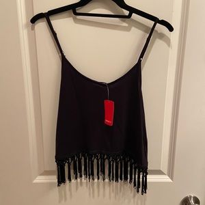 Black Forever21 Crop Top with tassels